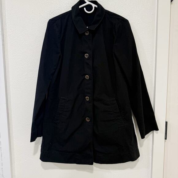 Eileen Fisher Organic Cotton Black Shacket Button-Down Layering Piece Medium - Picture 1 of 5